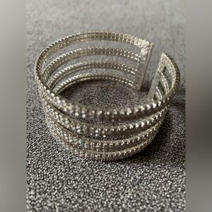 CRYSTAL CUFF BRACELET silver tone
